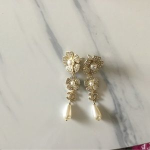 Chanel gold, crystal, pearl earrings